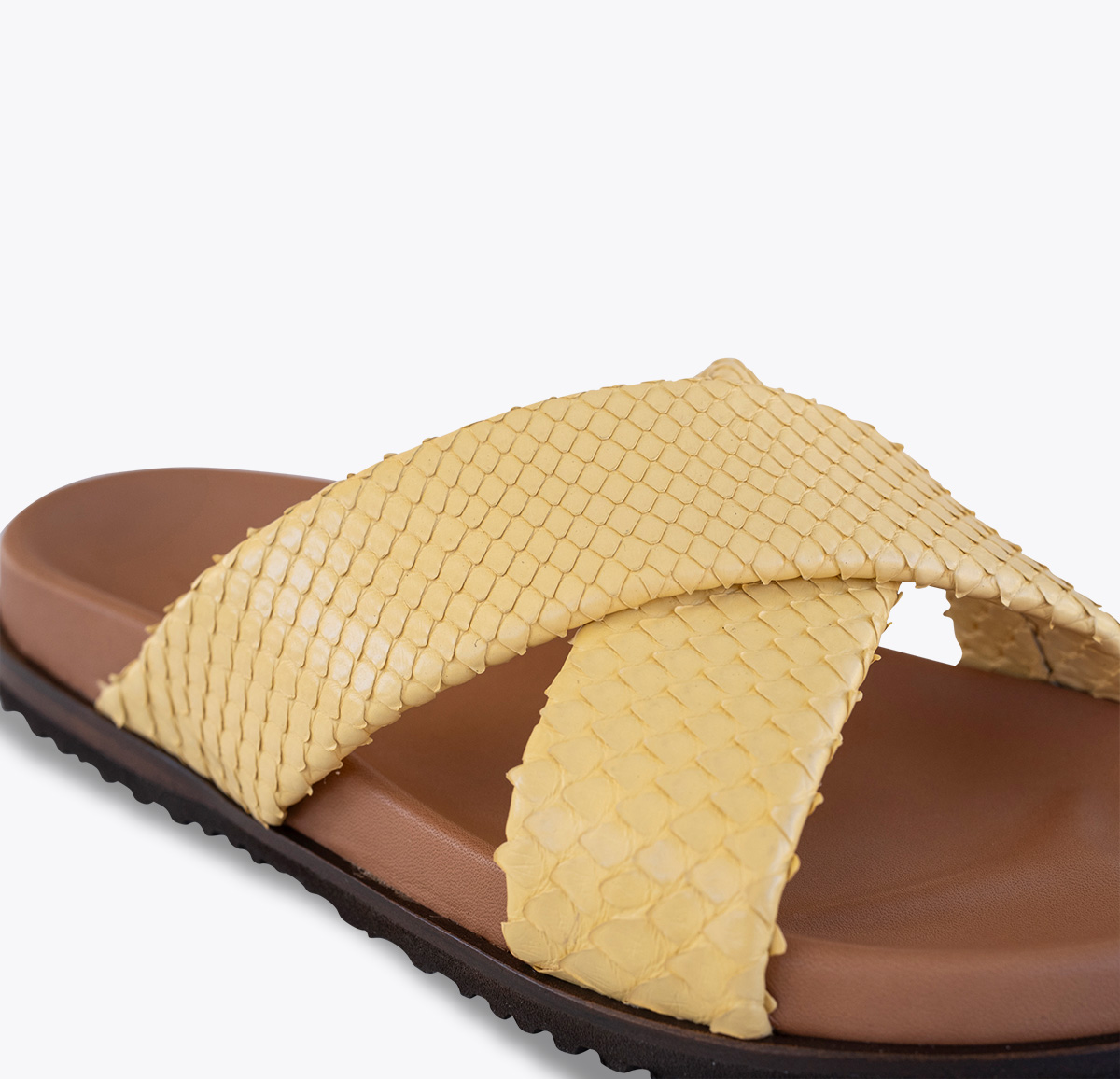 Sandalia Piel de Piton Amarillo