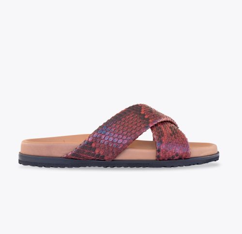 Sandalia Piel de Piton Rojo